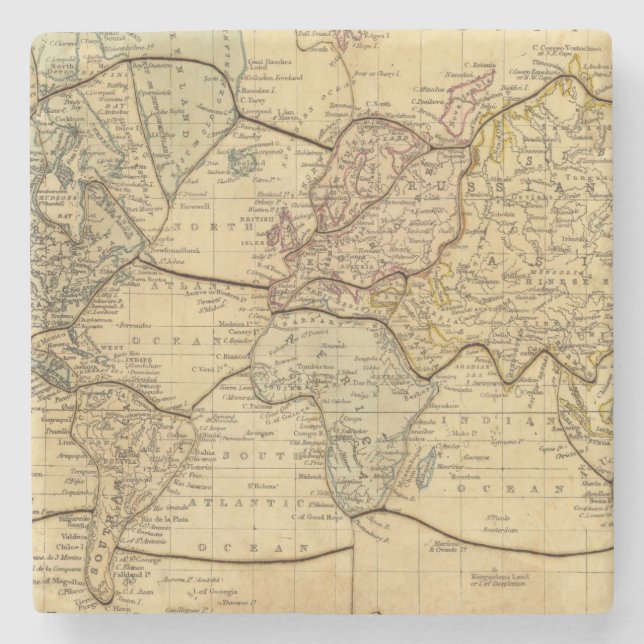 World map on Mercators Projection Stone Coaster (Front)