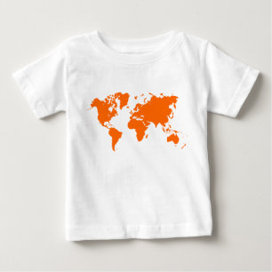 World Map - Orange Baby T-Shirt