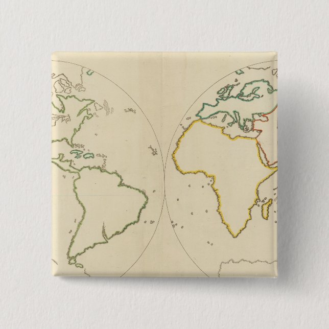 World Map Outline 2 15 Cm Square Badge (Front)