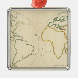 World Map Outline 2 Metal Tree Decoration