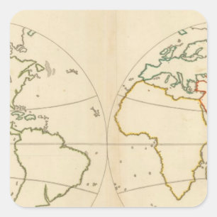 World Map Outline Square Sticker