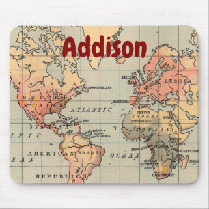 World Map Personalise your name Mouse Pad