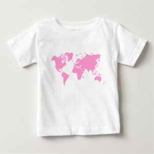 World Map - Pink Baby T-Shirt