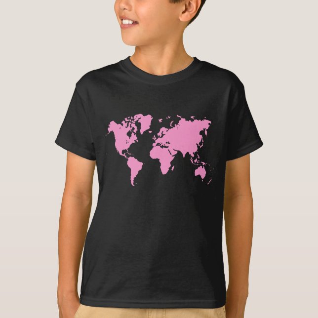 World Map - Pink T-Shirt (Front)