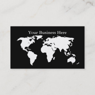 World Map Platinum/Black Business Card