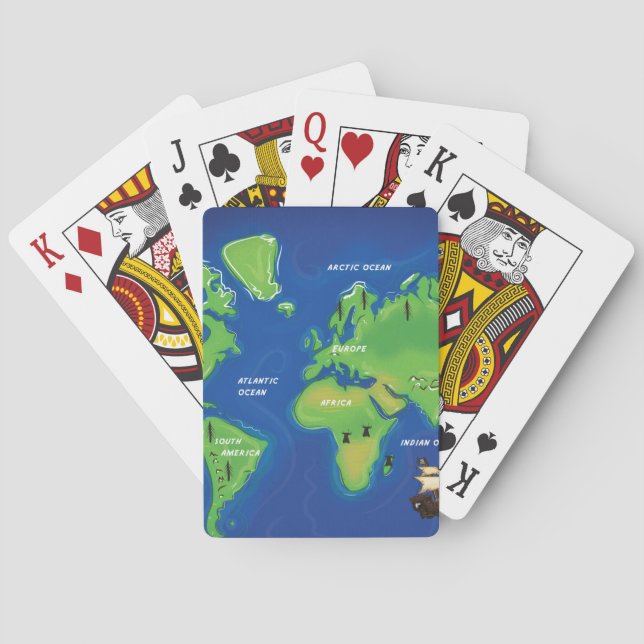 World Map Playing Cards (Back)