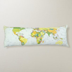 World Map Political Atlas Poster: Modern Decor Body Cushion