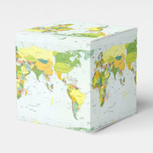 World Map Political Atlas Poster: Modern Decor Favour Box