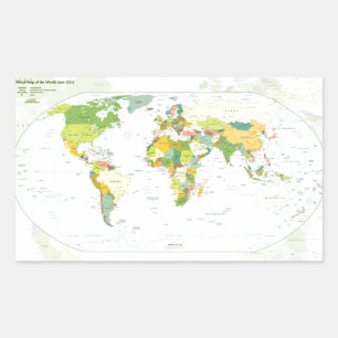 World Map Political Atlas Poster: Modern Decor Rectangular Sticker