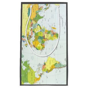 World Map Political Atlas Poster: Modern Decor Small Gift Bag