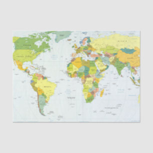 World Map Political Atlas Poster: Modern Decor Tissue Paper