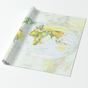 World Map Political Atlas Poster: Modern Decor Wrapping Paper