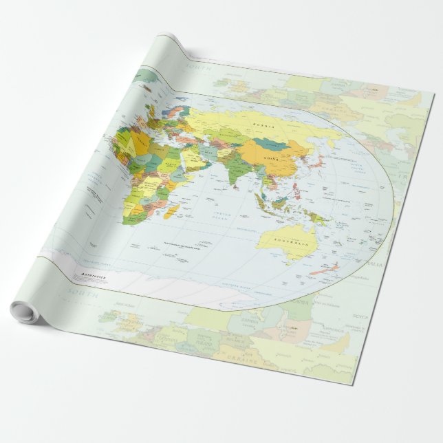 World Map Political Atlas Poster: Modern Decor Wrapping Paper (Unrolled)