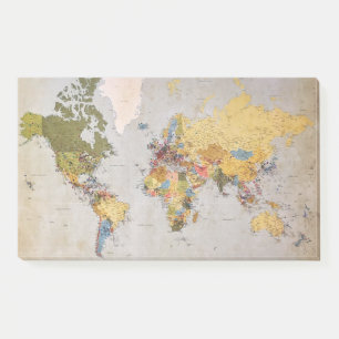 world map post-it notes