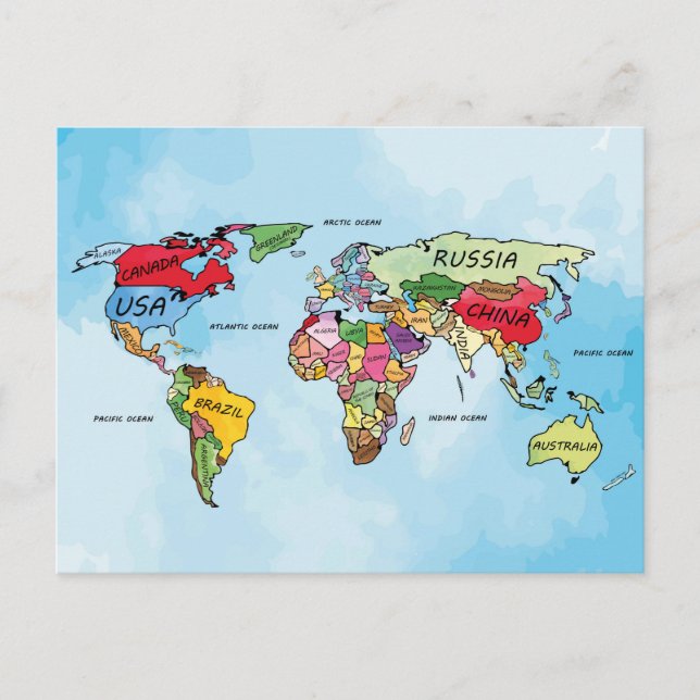 World Map  Postcard (Front)