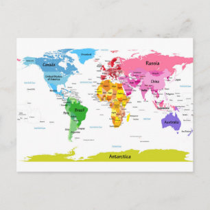 World Map Postcard