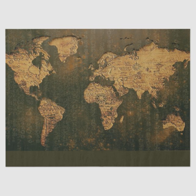 World Map Rustic Decoupage Tissue Paper (Front)