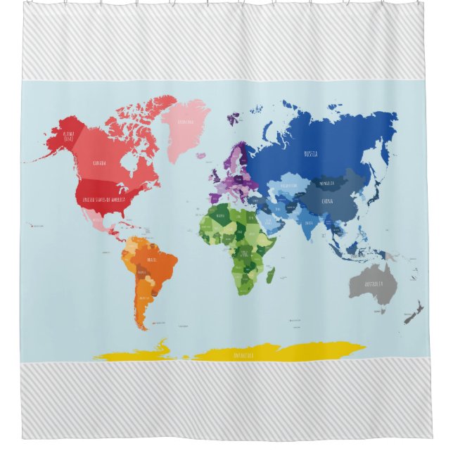 World Map Shower Curtain (Front)