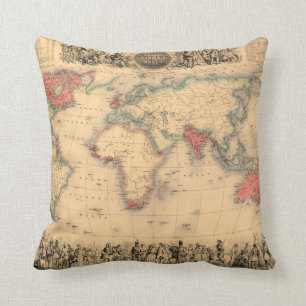 World Map showing British Empire Cushion