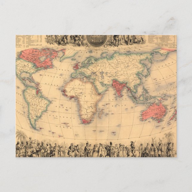 World Map showing British Empire Postcard (Front)