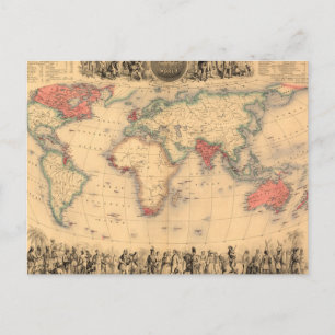 World Map showing British Empire Postcard