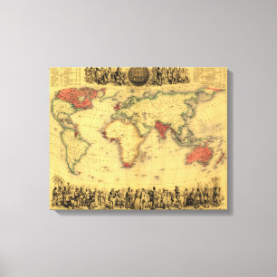 World Map Showing British EmpirePanoramic Map Canvas Print