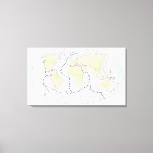 World map showing plate margins canvas print (Front)