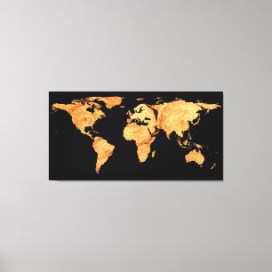 World Map Silhouette - Bales of Hay Canvas Print
