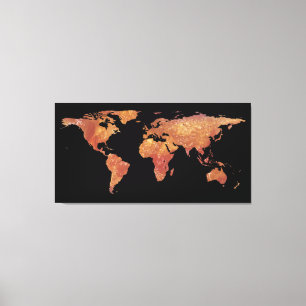 World Map Silhouette - Crispy Bacon Canvas Print