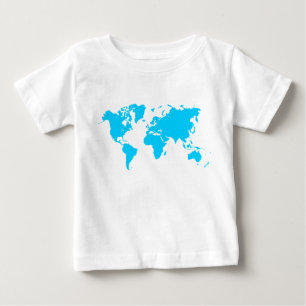 World Map - Sky Blue Baby T-Shirt