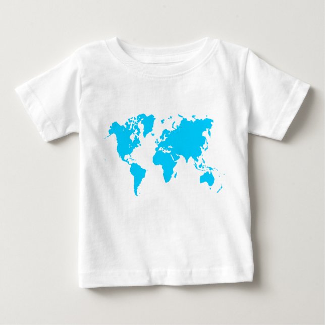World Map - Sky Blue Baby T-Shirt (Front)