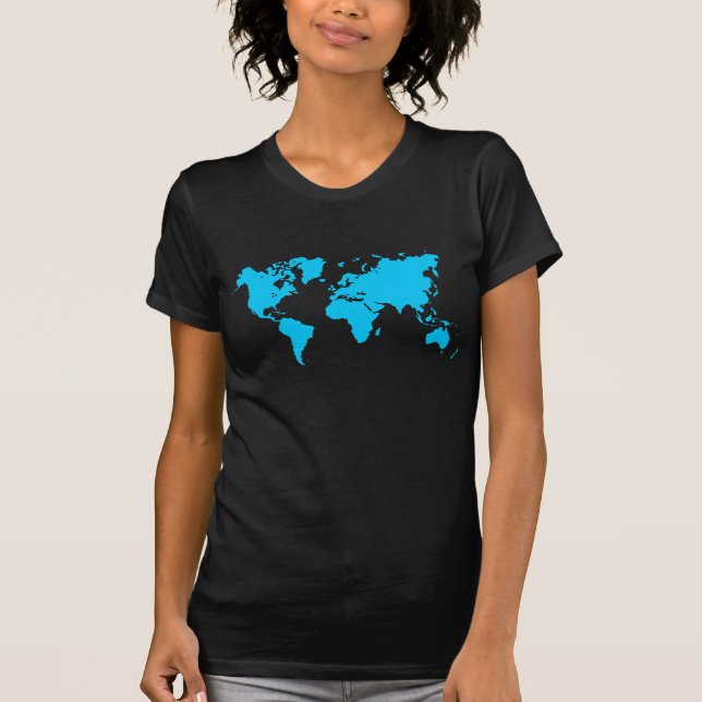 World Map - Sky Blue T-Shirt (Front)