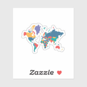 World Map small sticker