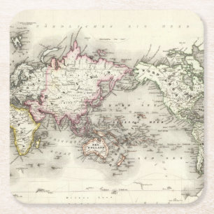 World Map Square Paper Coaster