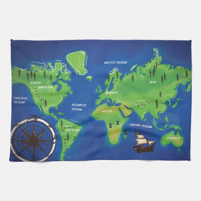 World Map Tea Towel (Horizontal)