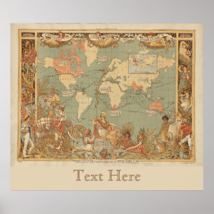 World Map The Extent Of The British Empire 1886 Po Poster