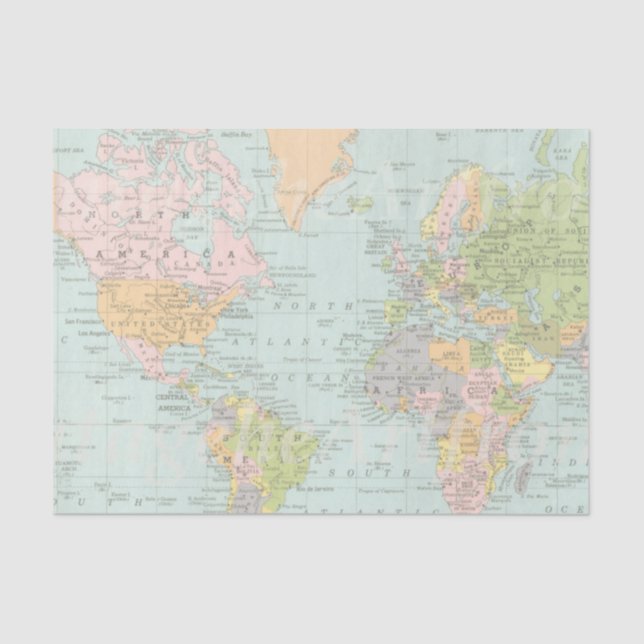 World Map Tissue Paper (Front)