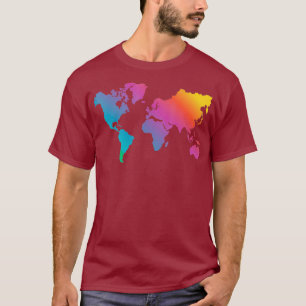 World Map Travel Countries Geography Colour Art T-Shirt