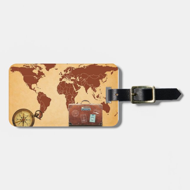 world map travel luggage luggage tag (Front Horizontal)