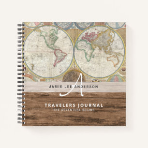 World Map Travel Retirement Bucket List Gift Dad   Notebook
