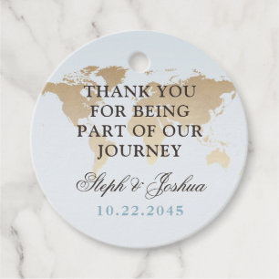 World Map Travel Theme Wedding Party Favour Tags
