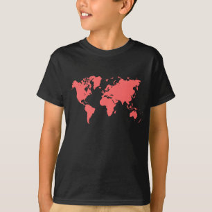 World Map - Tropical Pink T-Shirt