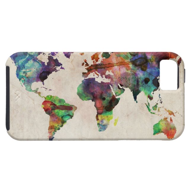 World Map Urban Watercolor Case-Mate iPhone Case (Back Horizontal)