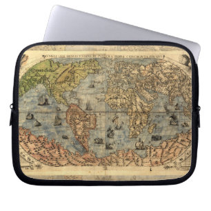 World Map Vintage Atlas Historical Continents Laptop Sleeve