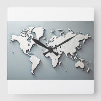 World Map Wall Art Clock