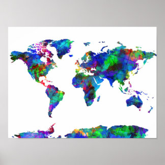 world map watercolor 6 poster