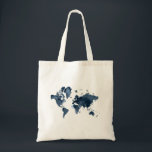 World Map Watercolor Navy Double-sided. Tote Bag<br><div class="desc">Featuring a lovely watercolor world map.</div>