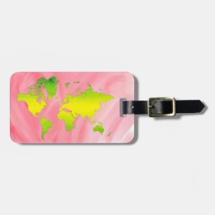 World Map Watercolor Pink Elegant Clean vintage Luggage Tag