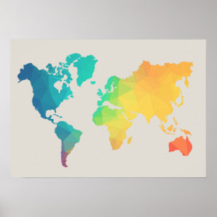 World Map  Watercolor Poster