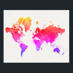 World Map Watercolor Rainbow Poster<br><div class="desc">Featuring a watercolor world map.</div>